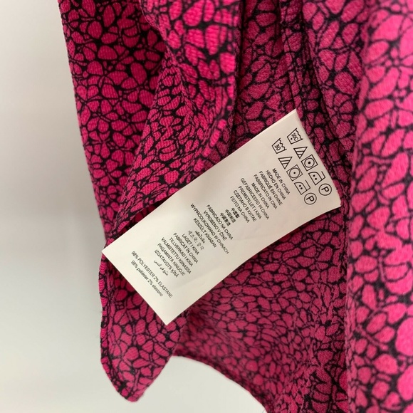 Michael Kors Top Pink Black Butterfly Print Cold Shoulder Ruffle - Picture 9 of 9